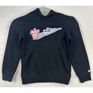 GUC Nike Boys Black Hooded Sweatshirt‎ Air Force 1 Logo Size 7 Large